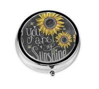 You are My Sunflower Print Mini Metal Pill Box 2.0x2.0x0.7 in Round Travel Medicine Pill Organizer Box for Purse Pocket