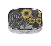 You are My Sunflower Print Pill Box 2 Compartment Medicine Pill Case,Portable for Pocket Or Purse Pill Box Decorative Metal Medicine Organizer