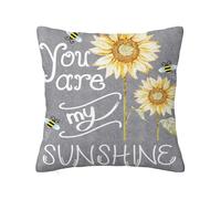 You are My Sunshine Decorative Throw Pillow Covers with Hidden Zipper,My Sunshine Bees Sunflowers,Shrink Free Pillow case for Couch Sofa Bedroom Car Living Room,Yellow Grey 20 x 20 inch