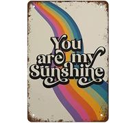 You are My Sunshine Metal Tin Sign Poster Retro Art Print Aesthetic Bohemian Wall Art Rainbow Colourful Poster Retro Metal Sign Vintage Tin Sign for Plaque Poster Cafe 8"x12"