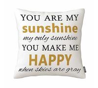 You are My Sunshine Quote Cotton Linen Cushion Throw Pillow Covers Pillow Case (18 X 18 Inch)