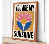 You Are My Sunshine Retro Canvas Wall Art Print 24x16 Inch