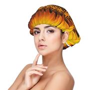 You are My Sunshine Sunflower Adult's Satin Sleeping Cap - Women's Elastic Sleep Bonnet, Adjustable Overnight Hair Cover for Hairstyles Black, Black, One Size, Black, One Size
