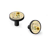 You are My Sunshine Sunflower Cabinet Knobs and Wall Hooks, 6 Pack Modern Drawer Pulls with Black Base, Solid Zinc Alloy Handles for Kitchen, Bathroom, Dresser