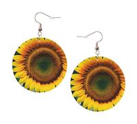 You Are My Sunshine Sunflower Leather Round Earrings Daily Accessories Working At Work Women'S Fashion