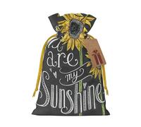 You Are My Sunshine Sunflower Printed Drawstring Gift Bags,Various Sizes, Bulk Plastic Packaging Bags