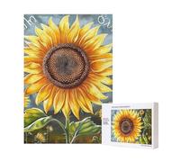 You Are My Sunshine Sunflower Printed Jigsaw Puzzle with Storage Box, Wooden Puzzle for Adults and Kids, 300 Pieces Family Fun Decorative Game