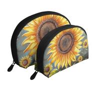 You are My Sunshine Sunflower Printed Makeup Bags 2-Piece Portable Shell Travel Toiletry Bag Cosmetic Organizer Bag for Women