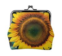 You are My Sunshine Sunflower Printed Microfiber PU Leather Wallet Kiss Lock Mini Pouch for Lipstick Key Change Organization