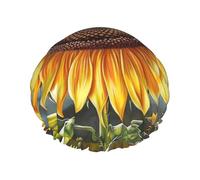 You Are My Sunshine Sunflower Printed Shower Cap Reusable Bath Cap Women Waterproof Double Layer Bath Hair Caps, Keeps Hair Dry, Fits All Head