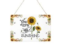 YOU ARE MY SUNSHINE Welcome Sign for Front Door, Metal Tin Signs with Rope Hanging Rustic Plaque 12"x8" Farmhouse Home Porch Entryway Garden Yard Sign, Fresh Sunflower Bee