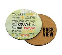 You are My Sunshine Word Art Sayings Pattern Quote Inspirational Typography Humorous Coaster, Drinks Coaster, Office Desk Coffee-Tea Coaster Birthday Gift. (Round Coaster)