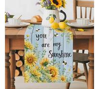 You Are My Sunshine Words on Board Table Runner 70 Inches Long,Table Runners Kitchen Dining Tables Decoration for Home Party Decor, Farm Sunflowers Tables Runner Wedding Dresser Scarf