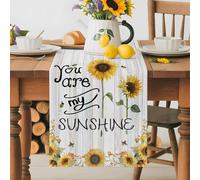 You Are My Sunshine Words on Farm Wood Table Runner 72 Inches Long, Sunflowers Bees Washable Table Runners Heat-Insulation Kitchen Dining Table Decorations for Home Party Decor 13x72in