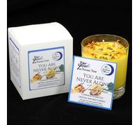 You are Never Alone - Crystal Infused Scented Candle with The Fresh and Fruity Fragrance of Lemongrass, Geranium & Rosemary with Tigers Eye and Citrine Crystal Chips.