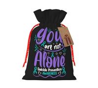 You Are Not Alone Suicide Prevention Awareness Ribbon Christmas Drawstring Gift Bags Reusable Xmas Presents Storage Bags Party Favorstags 4.7 * 6.9ins