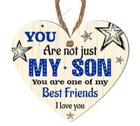 "You Are Not Just My Son" - Decorative Heart-Shaped MDF Wall Plaque - Sentimental Gift for Son - Sign with Loving Message - Home Décor for Family (Blue, Small: 10 cm (H) × 9 cm (W))