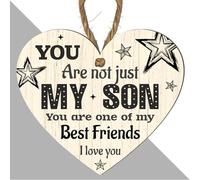 "You Are Not Just My Son" - Decorative Heart-Shaped MDF Wall Plaque - Sentimental Gift for Son - Sign with Loving Message - Home Décor for Family (Black, Medium: 15 cm (H) × 13 cm (W))