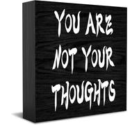 You Are Not Your Thoughts New Home Decor Rustic Gift Ideas Wood Sign Desk Shelf Farmhouse Room Decorations 5 × 5 Inch