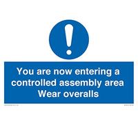 You are now entering a controlled assembly area Wear overalls Sign - 300x200mm - A4L