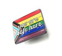 You Are Safe Here Pride Progress Gay Acceptance Understanding Inclusiveness Flag Metal Enamel LGBT Pin Badge