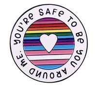 You Are Safe To Be You Around Me Rainbow Brooch Pride LGBT Lovers Enamel Brooch Lapel Pins Heart Love Pin Backpacks Coat Hat Badges Jewelry Decorations Gift