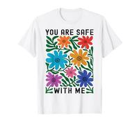 You Are Safe With Me LGBTQ Pride Ally Rainbow Wildflower T-Shirt