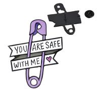 You Are Safe With Me Pin Badge Ally LGBT LGBTQ+ Brooch Gay Pride Lapel Queer Bi Bag Jacket Transgender Safe Trans Non-Binary March Rainbow Jewellery Equality Open Equal