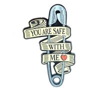You are Safe with Me Pin | Safety Pin Safe Space LGBTQ+ Trans Rights Ally Enamel Pin | anti-hate anti-TERF, Small, Alloy Steel, not known