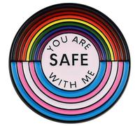 You Are Safe with Me Rainbow Flag Pride Lgbt Lovers Brooch Lapel Pins for Backpacks Metal Badges Jewelry