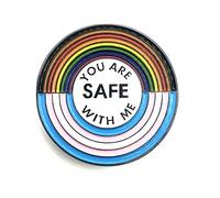 You Are Safe With Me Trans Transgender Gender Gay Lesbian Pride LGBTQ+ LGBT Ally Metal Pin Badge