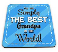 You are Simply The Best Grandpa in The World Novelty Glossy Mug Coaster - Blue