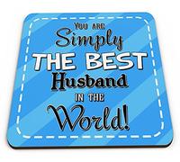 You are Simply The Best Husband in The World Novelty Glossy Mug Coaster - Blue