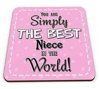 You are Simply The Best Niece in The World Novelty Glossy Mug Coaster - Pink