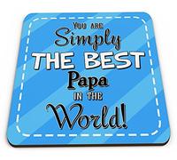 You are Simply The Best PAPA in The World Novelty Glossy Mug Coaster - Blue