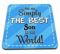 You are Simply The Best Son in The World Novelty Glossy Mug Coaster - Blue