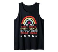 You are Smart Brave Strong Kind Loved Motivation Teacher Kid Tank Top