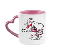 You are So Loved Mug, Cartoon Mug Gift, Valentine's Day Gift, Cute Mug Gift, Gifts for Your Loved Once, Valentine Mug Coffee Tea Mug 11oz Heart Handle Ceramic Mug. (Pink)
