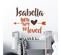 You are so Loved - Personalised Name, Children Nursery Bedroom Decal Wall Sticker [Medium] [Orange]