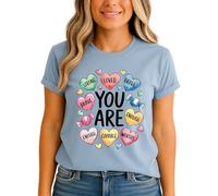 You are Strong Loved Brave Womens Graphic T-Shirt Positive Affirmations Self Empowerment Inspirational Tee L (16-18) Mineral Blue