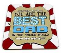 You are The Best DAD in The Whole World Novelty Glossy Mug Coaster - Blue/Red