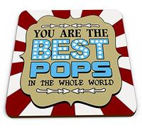You are The Best POPS in The Whole World Novelty Glossy Mug Coaster - Blue/Red