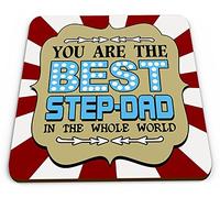 You are The Best Step-DAD in The Whole World Novelty Glossy Mug Coaster - Blue/Red