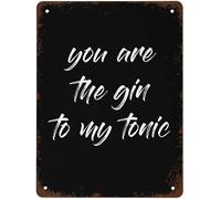 You Are The Gin To My Tonic Kitchen Abstract Sign Funky Wall Art Sense Of Design Funny Novelty Vintage Retro Style Metal Tin Sign Decor For Home Gate Kitchen Dining Room Bar Cafe Gift 12"x16"