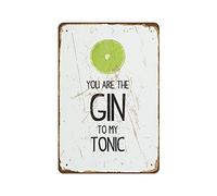 You are The Gin to My Tonic Poster Boyfriend Girlfriend Poster Print Typographic Wall Art Love Home Decor Art Novelty Retro Metal Tin Sign Plaque Bar Pub Club Cafe Home Decor Plate Wall Art 8"x12"