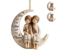 You are The Sister I Got to Choose, Personalized Besties Sisters Sitting On Moon Acrylic Ornament for Christmas Tree Hanging Decorations, Custom Best Friend & Soul Sister Keepsake Gifts