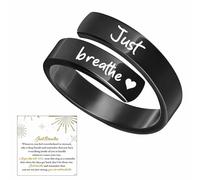 You Are Unbreakable Circle Ring, Adjustable Stainless Steel Hope Rings, Daily Motivation Love Yourself for Friends Sister (Black)