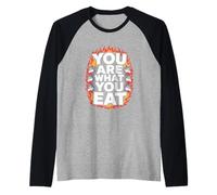 You are What You Eat Funny Saying Wolf Flames Raglan Baseball Tee