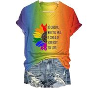 You are with Me T Shirt Rainbow Pride Tee Top for Teen Girls (Yellow XXXL)
