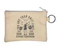 You are Your Only Limit Sore Today Strong Tomorrow Weightlifting Graphic Key Chain Coin Purse Beige